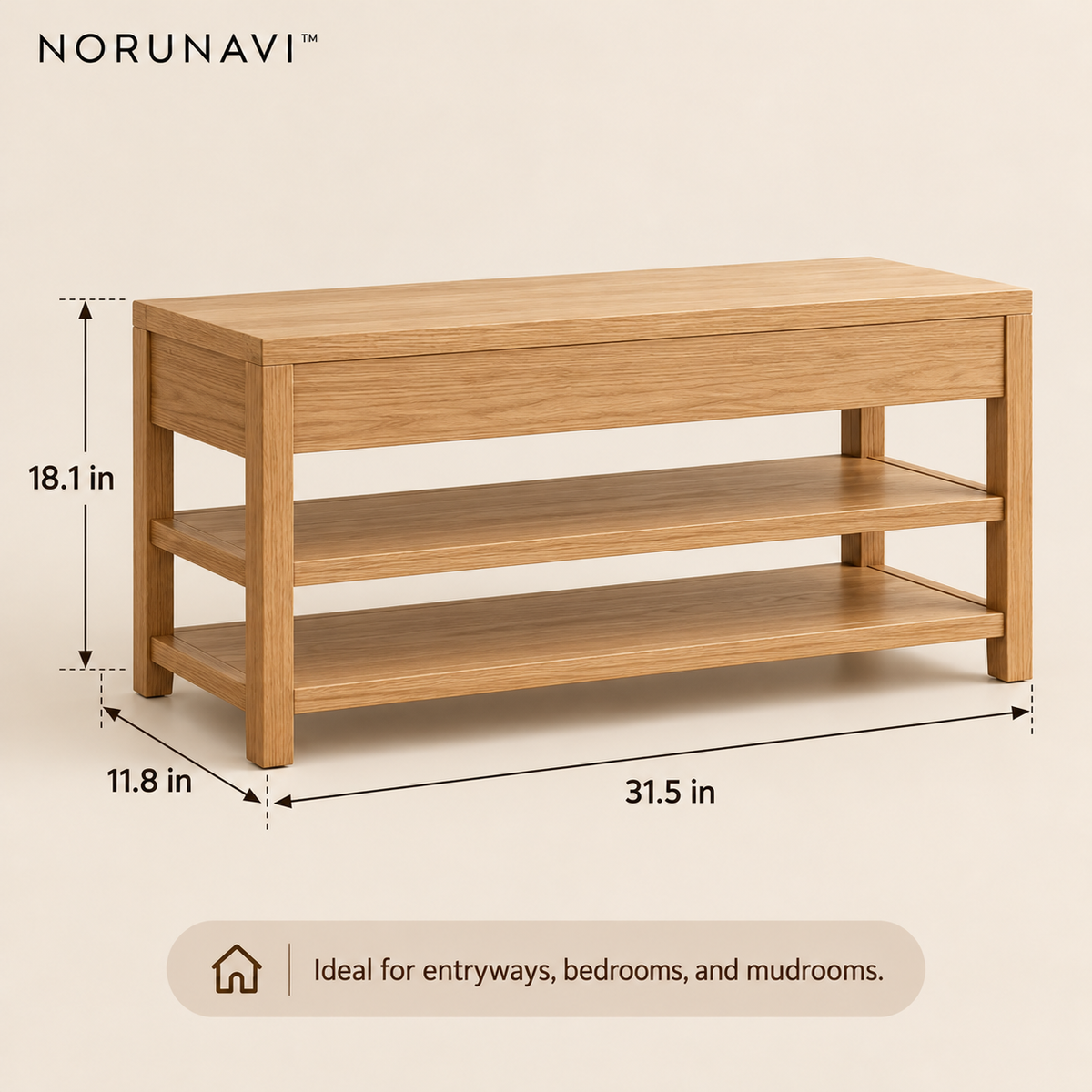 Norunavi™ Arlo Wooden Shoe Bench