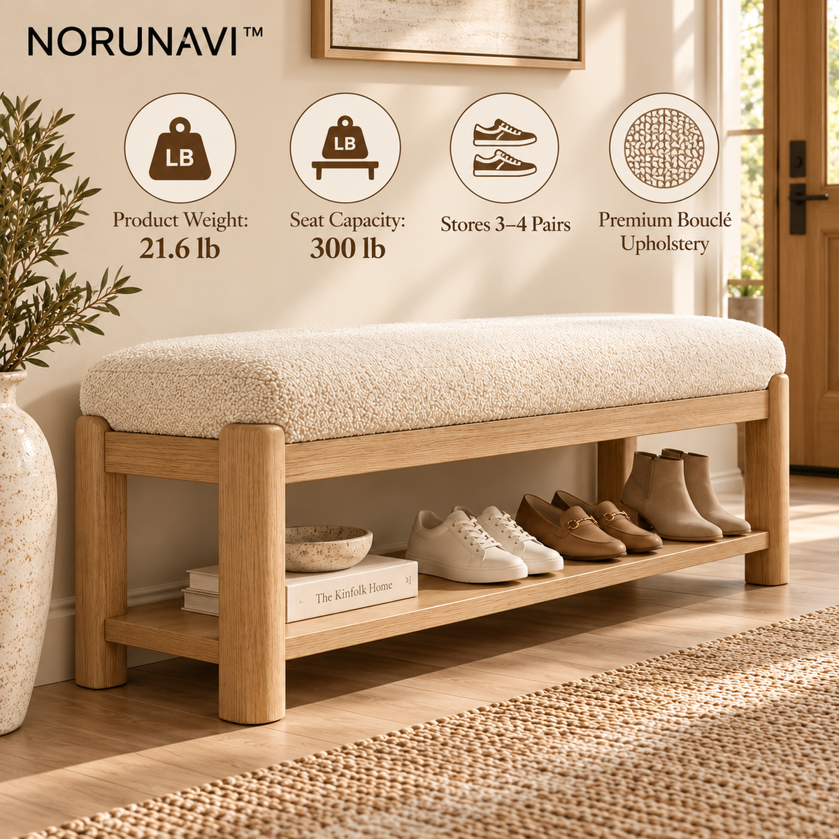 Norunavi™ Luma Upholstered Entryway Bench