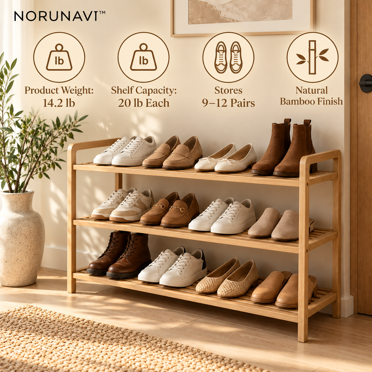 Norunavi™ Forma 3-Tier Shoe Rack