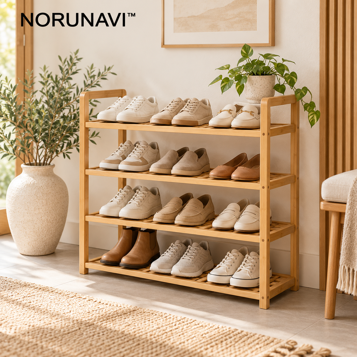Norunavi™ Terra Bamboo Shoe Shelf