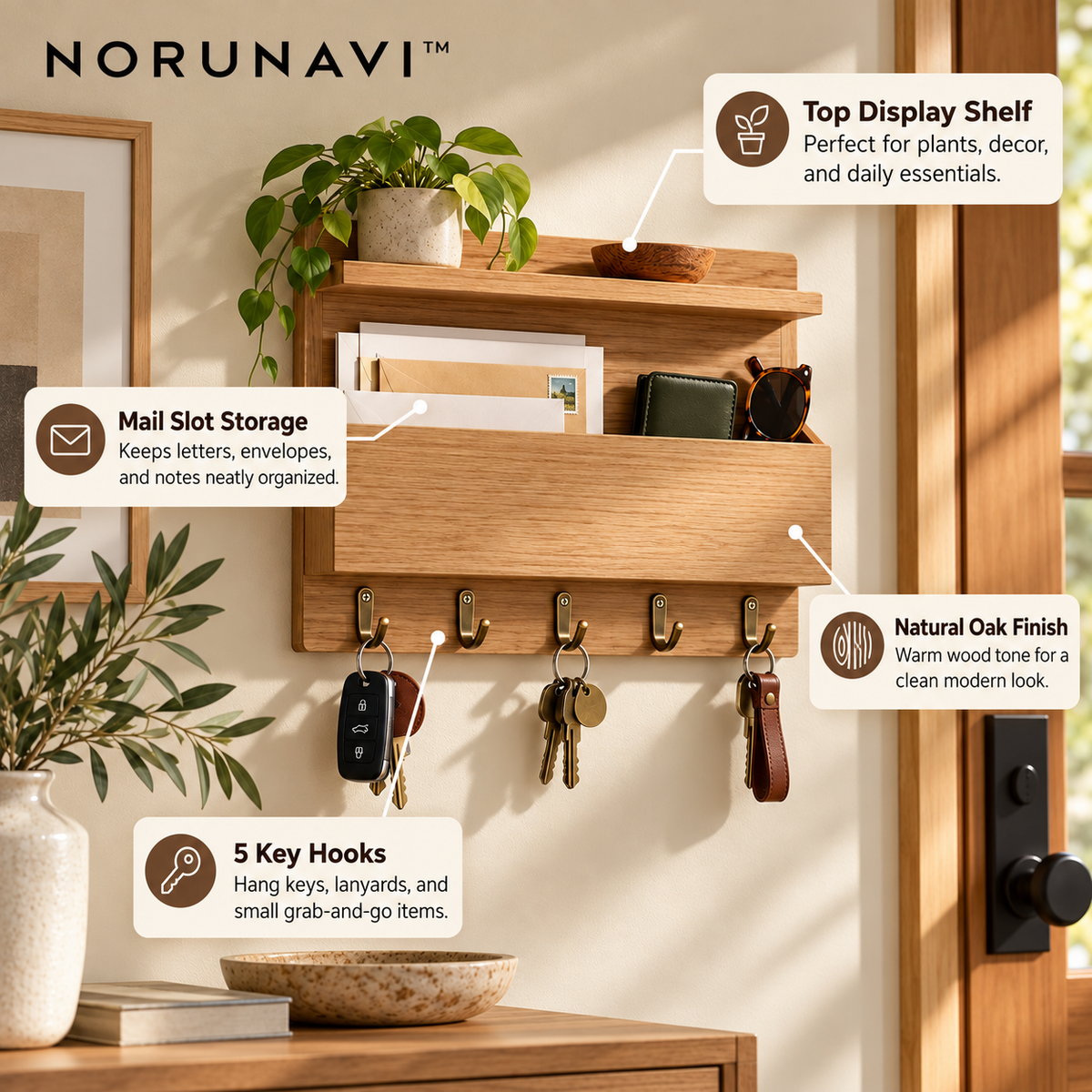 Norunavi™ KeyNest Wall Organizer